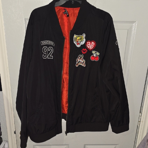 Torrid Black Bomber Jacket with Patches - Picture 1 of 7